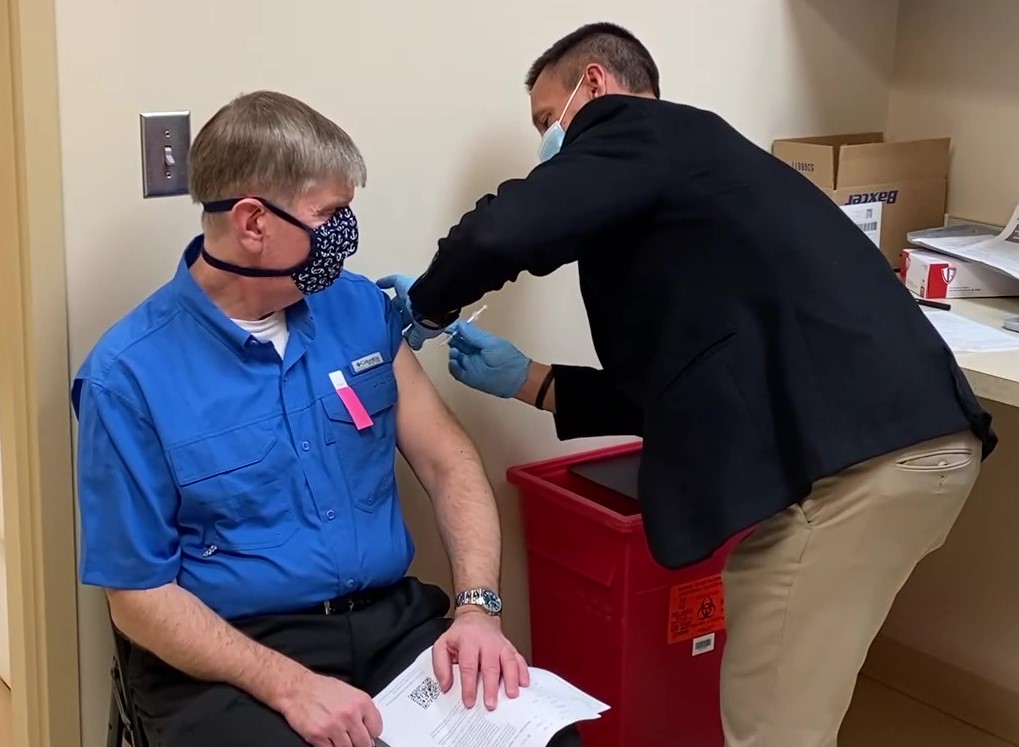 Dr. Edward Simmer, MD, DHEC Director, gets his second COVID-19 vaccine